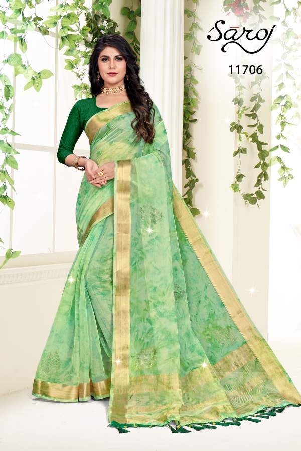 Saroj Aashnaa Organza Printed Wholesale Party Wear Sarees
